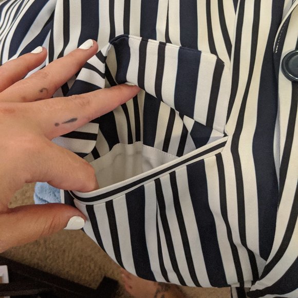 Eloquii Navy Striped Blazer - Picture 3 of 4